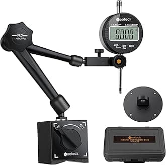 Neoteck Digital Dial Indicator Gauge with Magnetic Base, 0-1"/0.0005", 80 KG Pull Force, Inch/Metric for CNC and 3D Printer-black