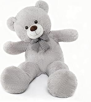 MorisMos Giant Teddy Bear 4 Feet, 47inch Big Stuffed Animal Large Teddy Bear Plush, Classic Girlfriend Boyfriend Birthday Gift, Gray
