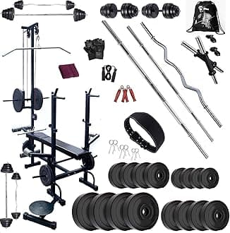 Bodyfit Home Gym Set with Heavy Delux Bench (20IN1) N Weight Plates. (40)