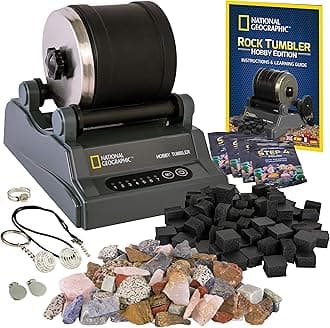 Blue Marble NATIONAL GEOGRAPHIC Hobby Rock Tumbler Kit - Durable Leak-Proof Polisher With 7-Day Timer - Complete Tumbling Kit - Geology Hobby for Kids, Educational STEM Science Kit, Collection