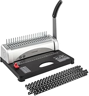 TIANSE Binding Machine, 21-Holes, 450 Sheets, Comb Binding Machines with Starter Kit 100 PCS 3/8'' Comb Binding Spines, Comb Binder Machine Book Maker Perfect for Letter Size, A4, A5 or Smaller Sizes