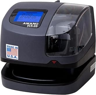 AMANO TCX-35 Time Clock for Employees, Electronic Punch Clock for Small Business, Made in USA (Individual Unit)