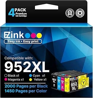 E-Z Ink 952XL Ink Cartridges Combo Pack Latest Upgrade Replacement for HP 952 XL Ink Cartridges to Use with HP Officejet Pro 8710 7740 8720 8210 8715 8740 8725 (4 Pack, Black Cyan Magenta Yellow)