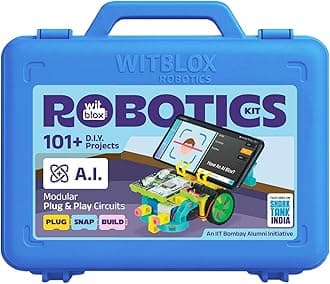 AI Artificial Intelligence Robotic Science Kit for 101+ Project 174 Part 8 Yrs+, Interlocking Bricks, Electronic Sensor & Circuits to create Logic 2 Free Live Classes Gift Toy for Boys & Girls