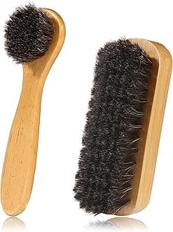 Shoe Brush, Boot Brush, 2 Pieces Horse Hair Brush for Leather, Shoe Brushes for Cleaning, Shoe Polish Brush, Horsehair Shoe Brush Leather Shoes Boot Cleaning Brush Care Clean Dauber Applicators