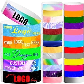 Custom Wristbands - Printed Tyvek Personalized Wristbands - Add Any Text Logo and Image,Customized wrist bands Bracelets for Events Party Concert Festival VIP Security Admission