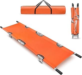 Folding Stretcher for Medical Emergency with Heavy Duty Handles, Straps and Carrying Case, High-Grade Aluminum Alloy Portable Travel Emergency Medical Stretcher for Patient Transport